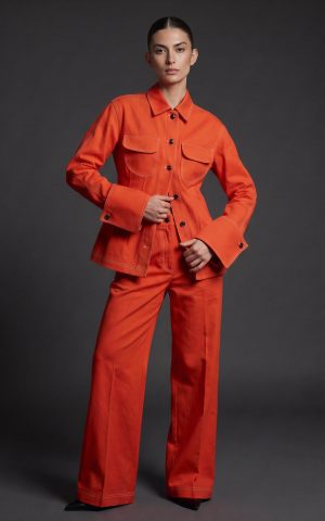 orange denim set